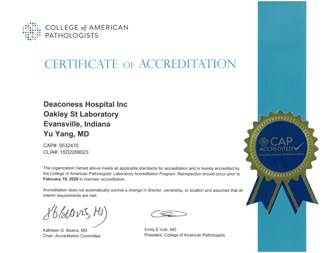 Deaconess Oakley Street Laboratory - CAP Accredited