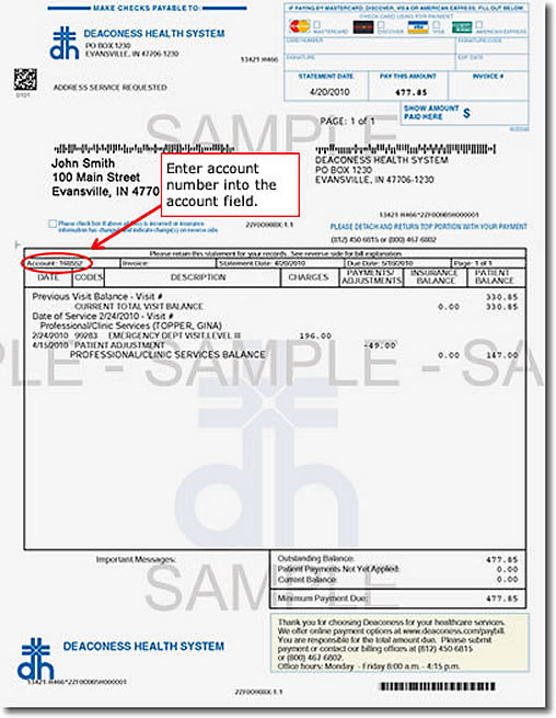 Deaconess Pay My Bill Pay Option 1