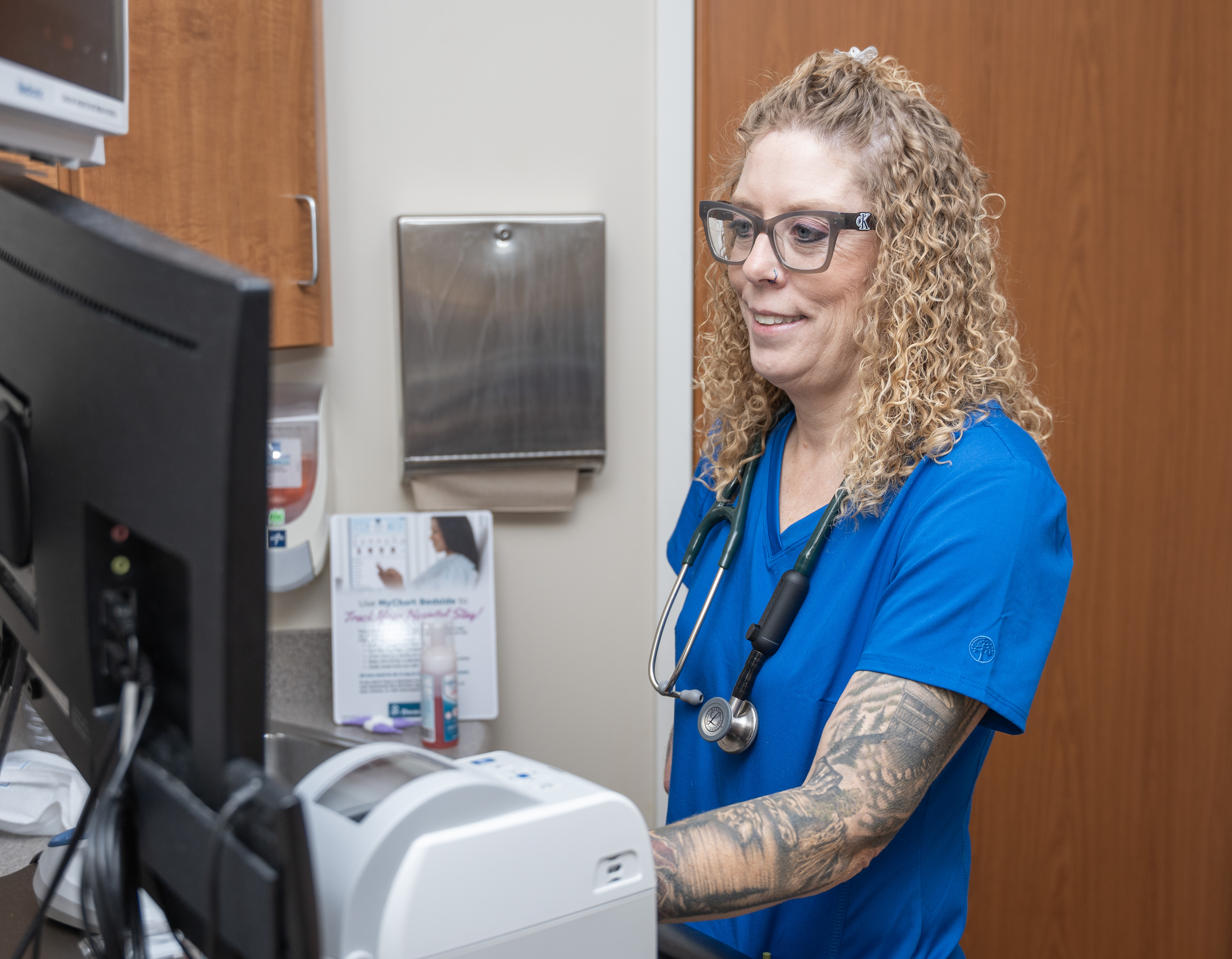 Nursing Student looking at computer screen