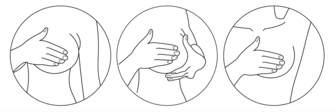 breast self exam three panel pic
