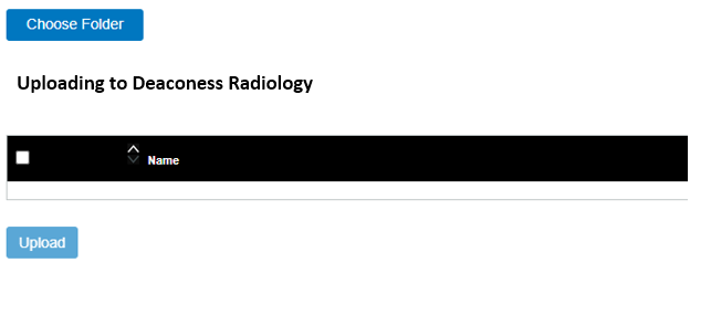Uploading to Deaconess Radiology - Upload Page