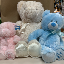 image of pink, white, and blue stuffed animal bears