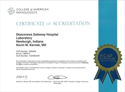 Deaconess Hospital Laboratory - CAP Accredited
