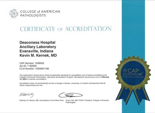 Deaconess Hospital Ancillary Laboratory - CAP Accredited